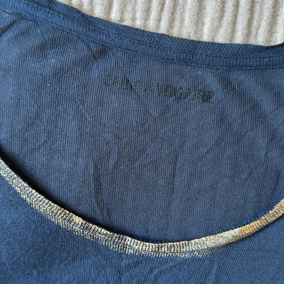 Zadig & Voltaire Willy Foil Lightweight Longsleeve with Gold Trim - Picture 3 of 4